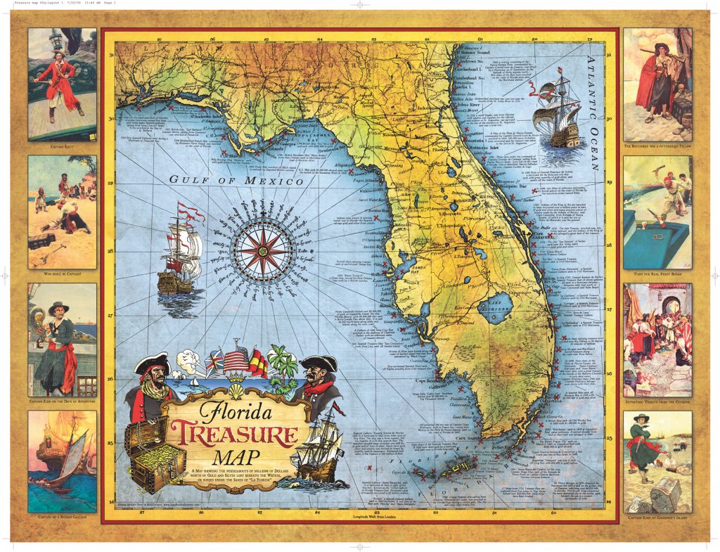 florida treasure map historic print map co